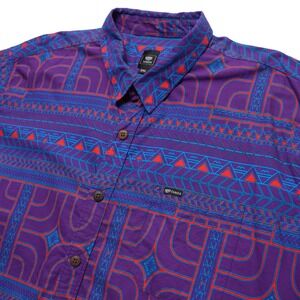 Tanoa Mens 5XL Purple Polynesian Tribal Cotton Shirt Samoa Fiji Big Tall